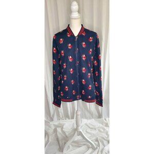 NWT Denim & Flower Christmas Full Zip Jacket Santa Bell Bag Holiday Preppy Sz XL